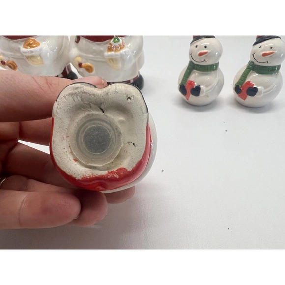 Vintage 3 Sets Christmas Salt & Pepper Shakers Snowmen Santa Chef Pair Ceramic - Picture 8 of 10